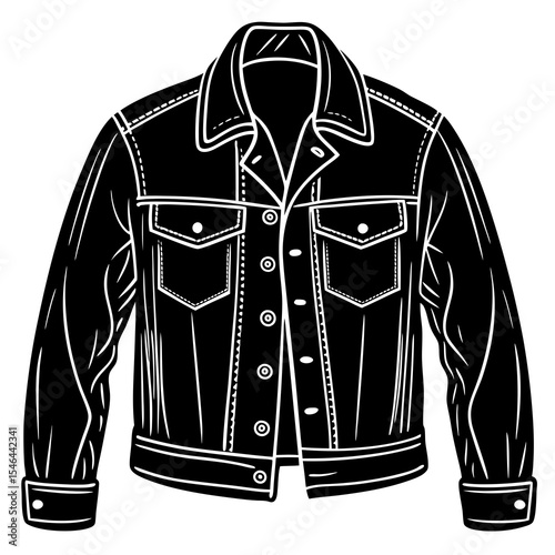 Black and white denim jacket isolated on white background