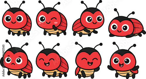 vector illustration of beetle bug insect funny cute cartoon mascot character cartoon with 8 poses 02