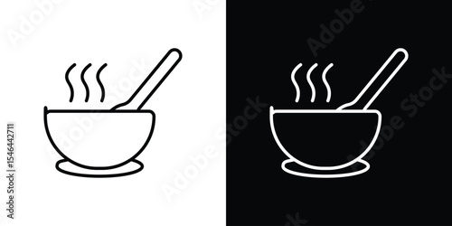 Japanese soup bowl icon in black. flat graphic vector icon