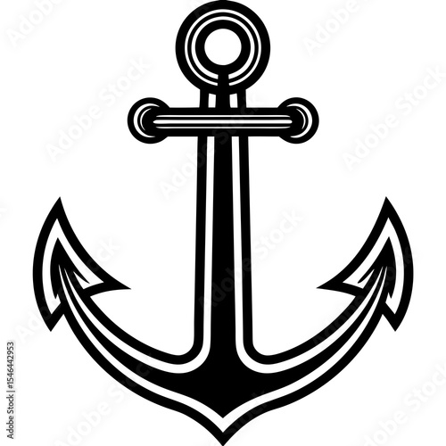Black and white anchor isolated on white background