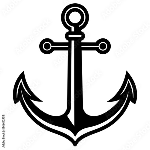 Black and white nautical anchor isolated on white background