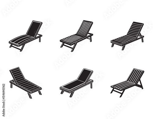 poolside lounger icon silhouette vector illustration