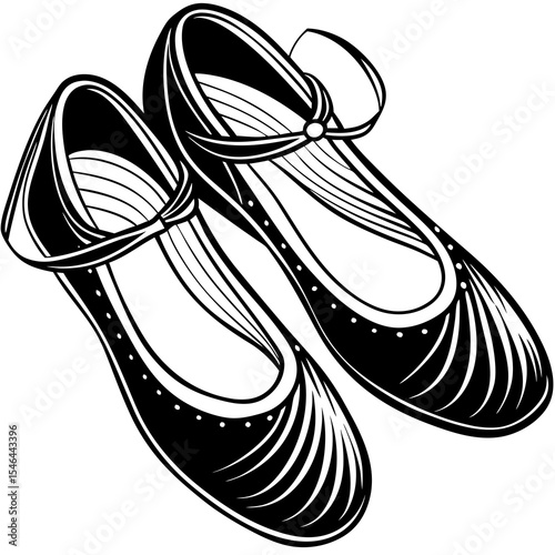 Pair of mary jane shoes isolated on white background