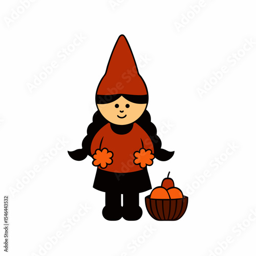 female gnome with long braids