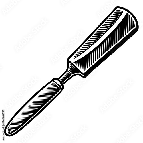 Antique metal chisel tool isolated on white background