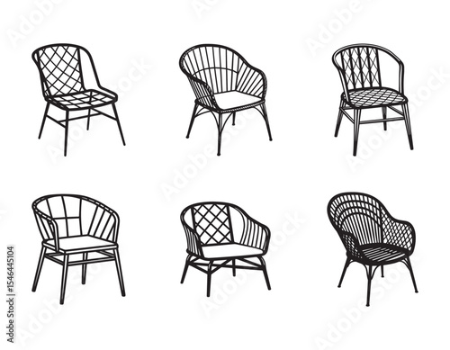 rattan chair icon line art  vector illustration