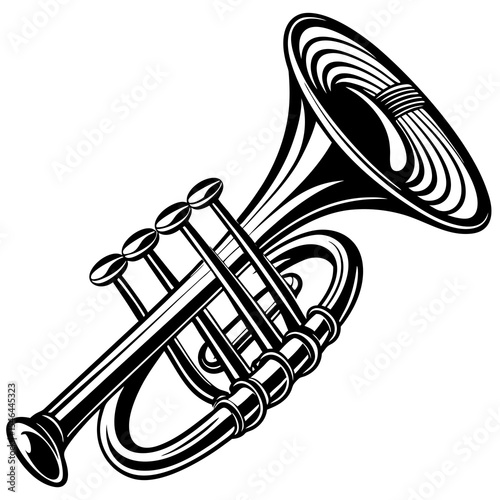 Trumpet musical instrument isolated on white background