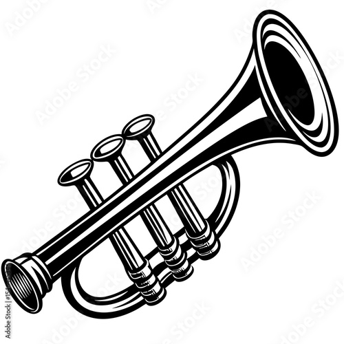 Trumpet musical instrument isolated on white background