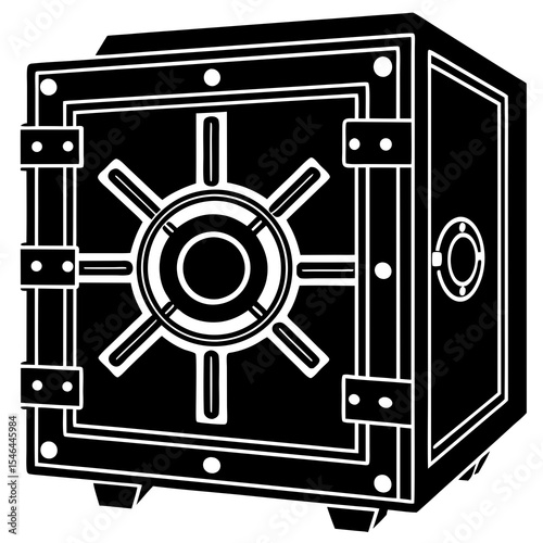 Vault safe with combination lock isolated on white background