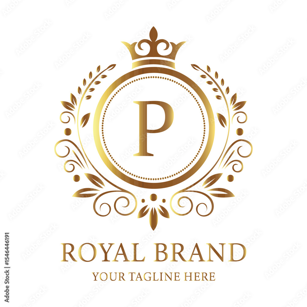 Fototapeta premium Company vector logo design P with gold star symbol for business celebration