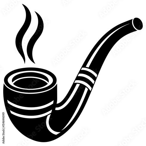 Classic tobacco pipe with smoke isolated on white background