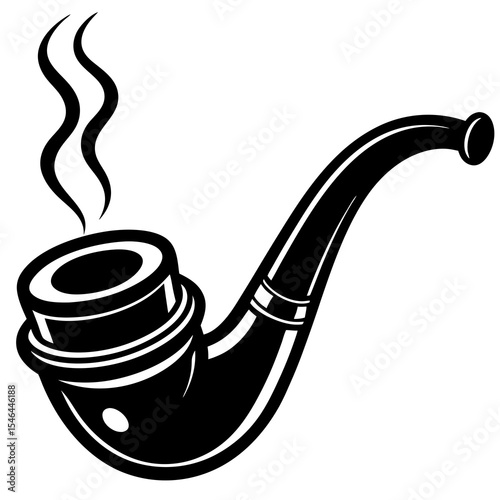 Smoking pipe with smoke isolated on white background