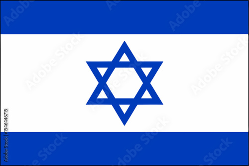 Vector illustration of the Israel flag featuring a blue Star of David centered between two horizontal blue stripes on a white background.