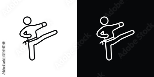 Karate fighter icon in black. flat graphic vector icon