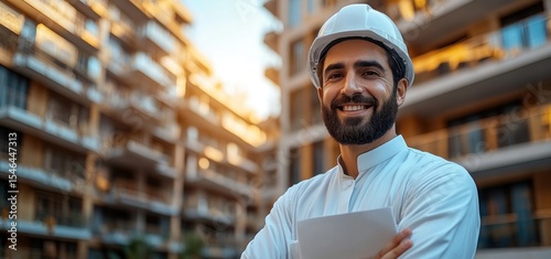 Confident Arab Engineer at Construction Site