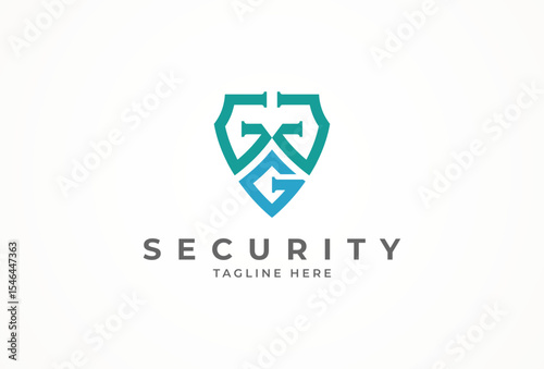 Initial Letter GGG Shield Logo, Letter GGG and shield combination, vector illustration