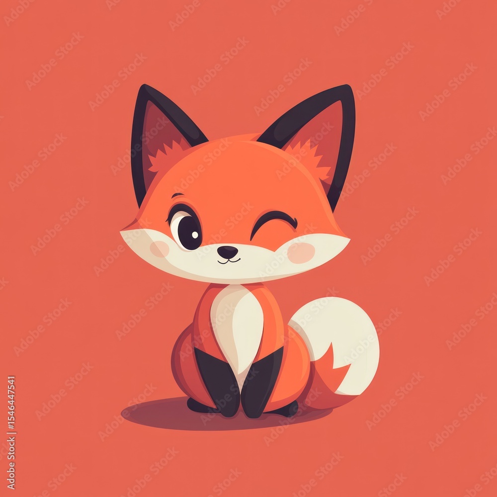 Obraz premium Cute cartoon fox winking