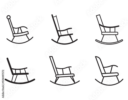 rocking chair icon line art vector illustration