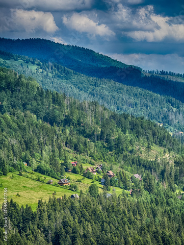 Scenic View of the Carpathian Mountains Covered by Clouds on a Sunny Day