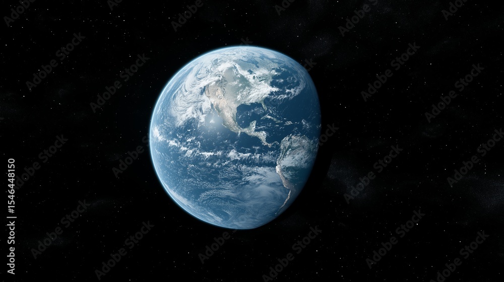Naklejka premium View of Earth from space with vibrant colors and stars in the background
