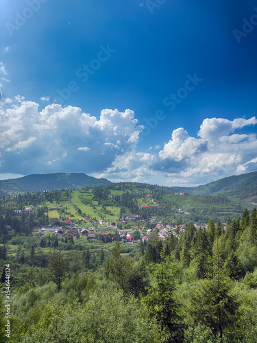 Scenic View of the Carpathian Mountains Covered by Clouds on a Sunny Day