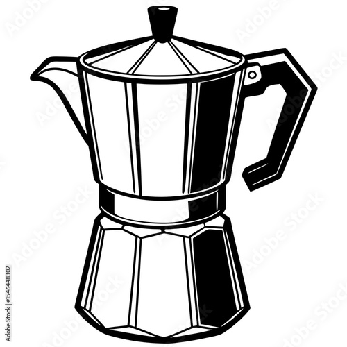 Italian moka pot isolated on white background for making espresso