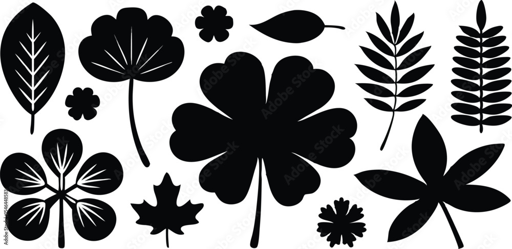 Obraz premium Leaves Silhouette Vector Set for Crafts and Design