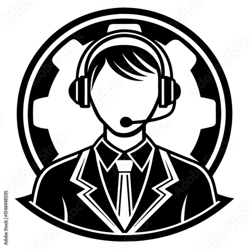 Customer service operator with headset isolated on white background