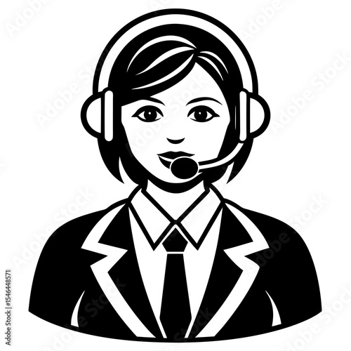 Customer service operator with headset isolated on white background