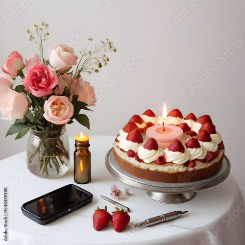 wedding cake and roses