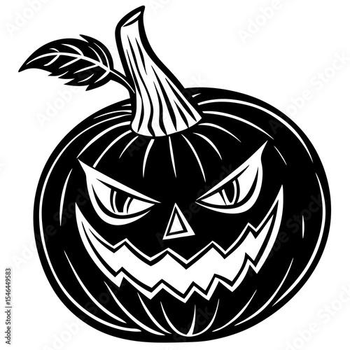 Scary halloween pumpkin jackolantern isolated on white background