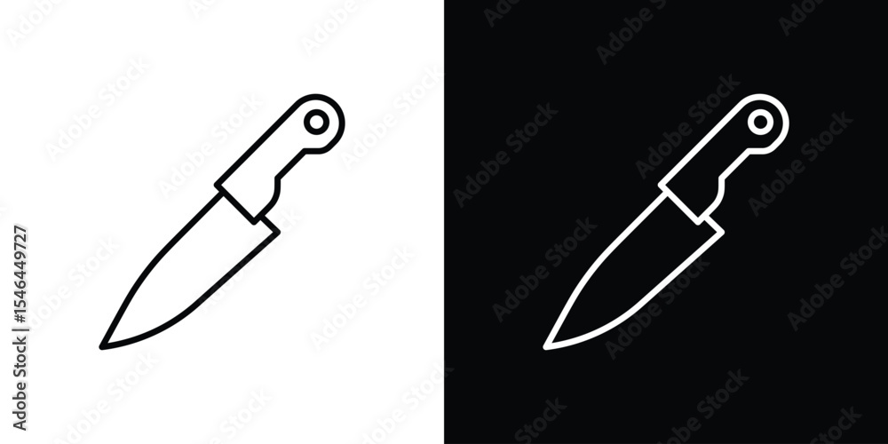 Obraz premium Kitchen knife icon in black. flat graphic vector icon