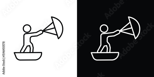 Kitesurf sign icon in black. flat graphic vector icon