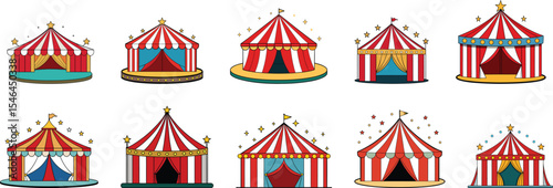 Circus tent set vector illustration