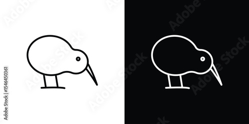 Kiwi bird icon in black. flat graphic vector icon