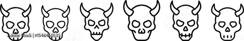 devil skull head line art logo set vector art 