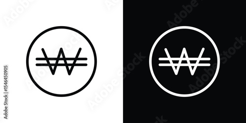 Korean won icon in black. flat graphic vector icon
