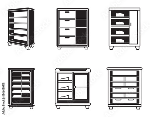 shoe rack cabinet icon line art  vector illustration