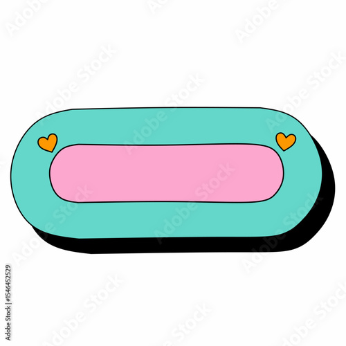 Rounded pastel blue text box with pink inner panel and orange hearts. Fun, kawaii design ideal for children’s content, journaling apps, planner stickers, or social media captions.