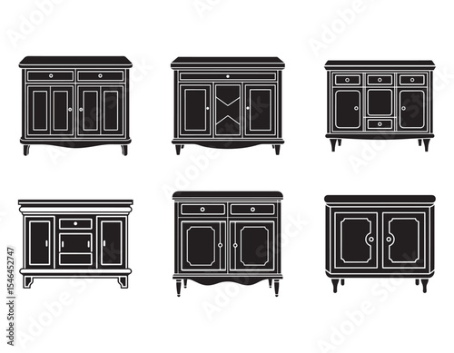 sideboard cabinet icon silhouette vector illustration
