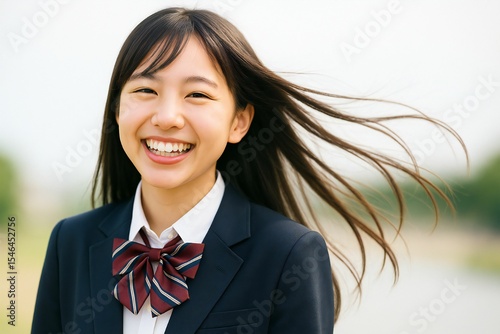 制服姿の女子高校生が見せる爽やかな笑顔