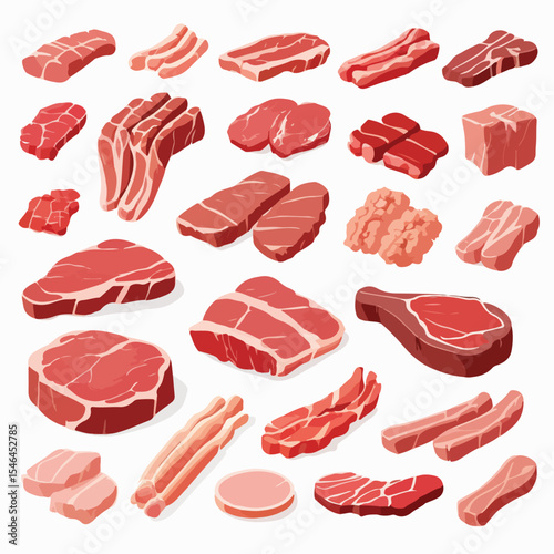 Raw Meat Clip Art Set Vector