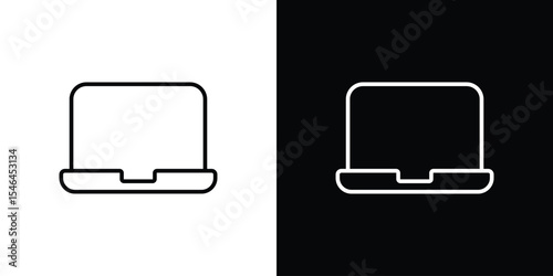Laptop icon in black. flat graphic vector icon