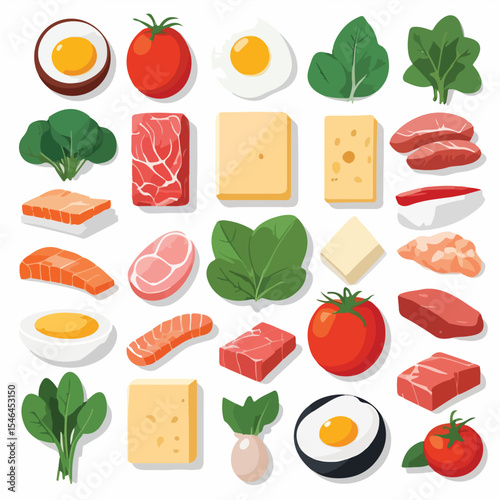 Flat Uncooked Food Icons Collection