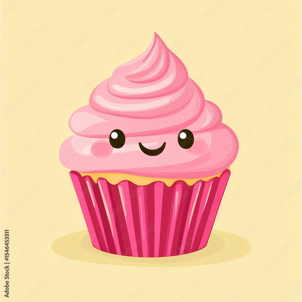 Cute pink cupcake with a smile (1) Cute pink cupcake with a smile (1)