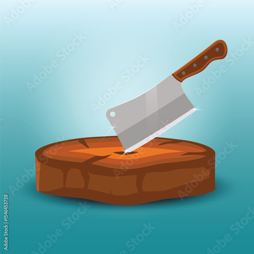 Meet knife and wooden coaster stock design illustration