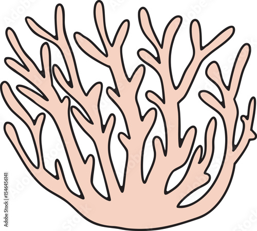 Coral colorful vector illustration Hand-drawn ocean and sea life creature. great for greeting cards, educational material, kids party invitations. Pastel colors, flat, cartoon design