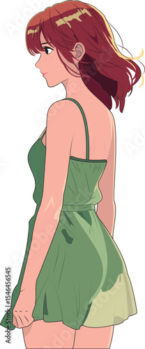 standing, alone, girl, dress, 