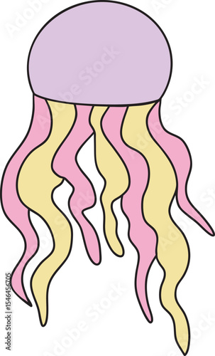 Jellyfish colorful vector illustration Hand-drawn sea and ocean animal  Great for books, greeting cards, educational material, kids party invitations