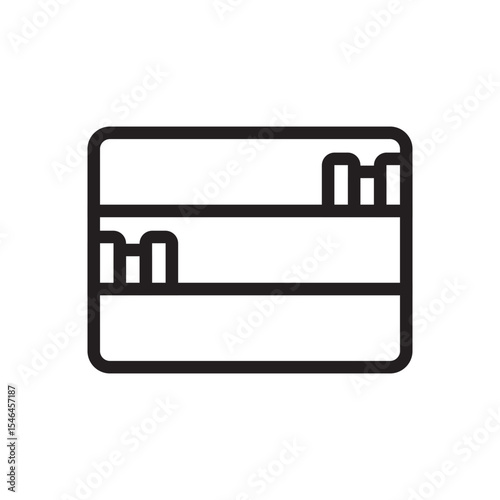 Bookshelf with stationary icon. Organized bookshelf icon with books and supplies, perfect for library themes.